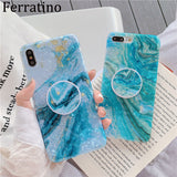 Luxury Gold Stamping Blue Marble Holder